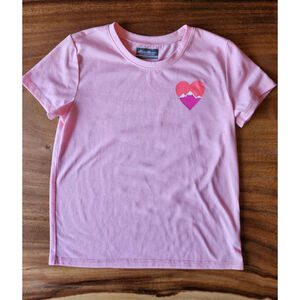 Girls' Eddie Bauer Pink Magenta Coral Heart Mountain Pajama Top XL (14/16)